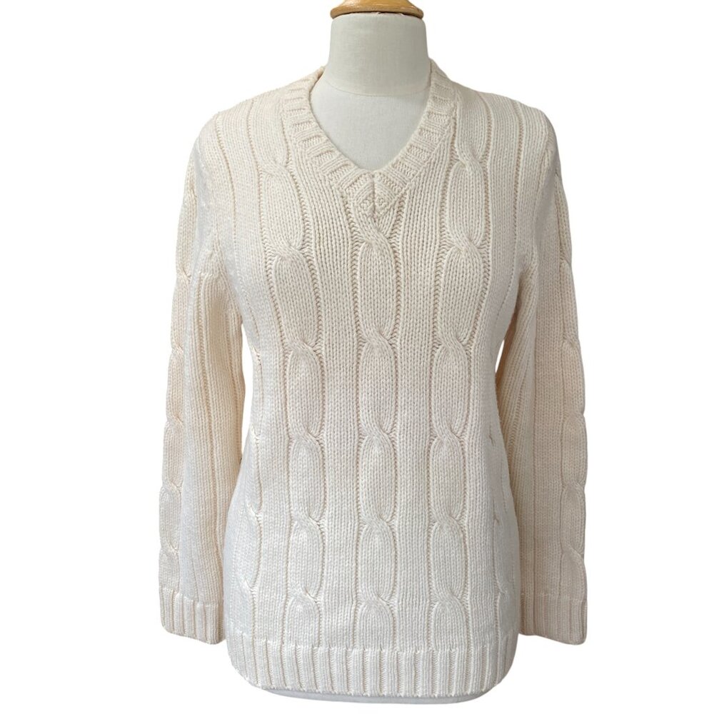 Vintage Express Design Studio Wool Cable Knit Fisherman Sweater Sz S Heritage